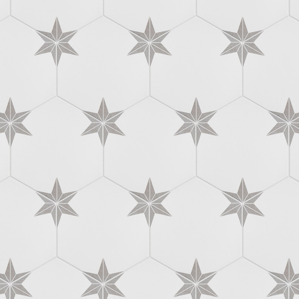 Sample - Stella Hex Silver 8-5/8-inch x 9-7/8-inch Porcelain Floor and Wall Tile