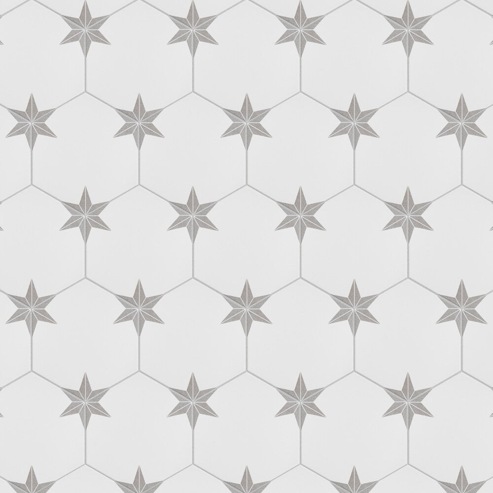 Sample - Stella Hex Silver 8-5/8-inch x 9-7/8-inch Porcelain Floor and Wall Tile