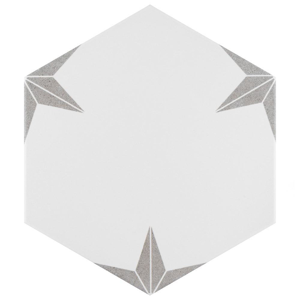 Sample - Stella Hex Silver 8-5/8-inch x 9-7/8-inch Porcelain Floor and Wall Tile