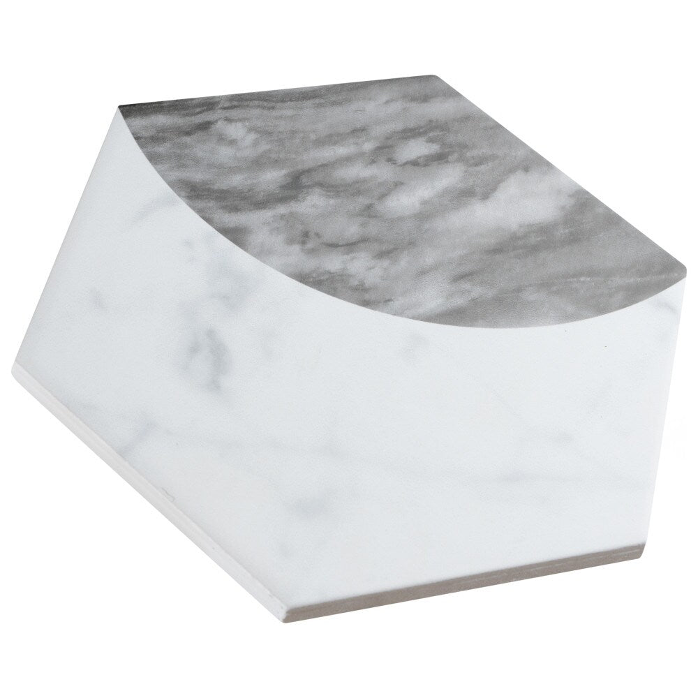 Sample - Classico Bardiglio Hex Moon Dark 7-inch x 8-inch Porcelain Floor and Wall Tile