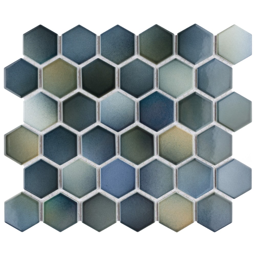 Sample - Hudson 2" Due Hex Atlantis 6-inch x 6-inch Porcelain Mosaic Tile