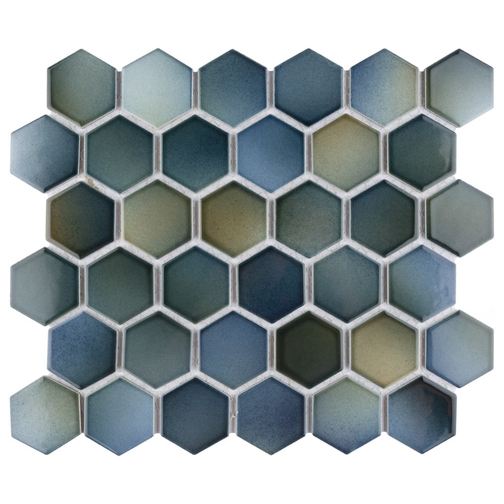 Sample - Hudson 2" Due Hex Atlantis 6-inch x 6-inch Porcelain Mosaic Tile