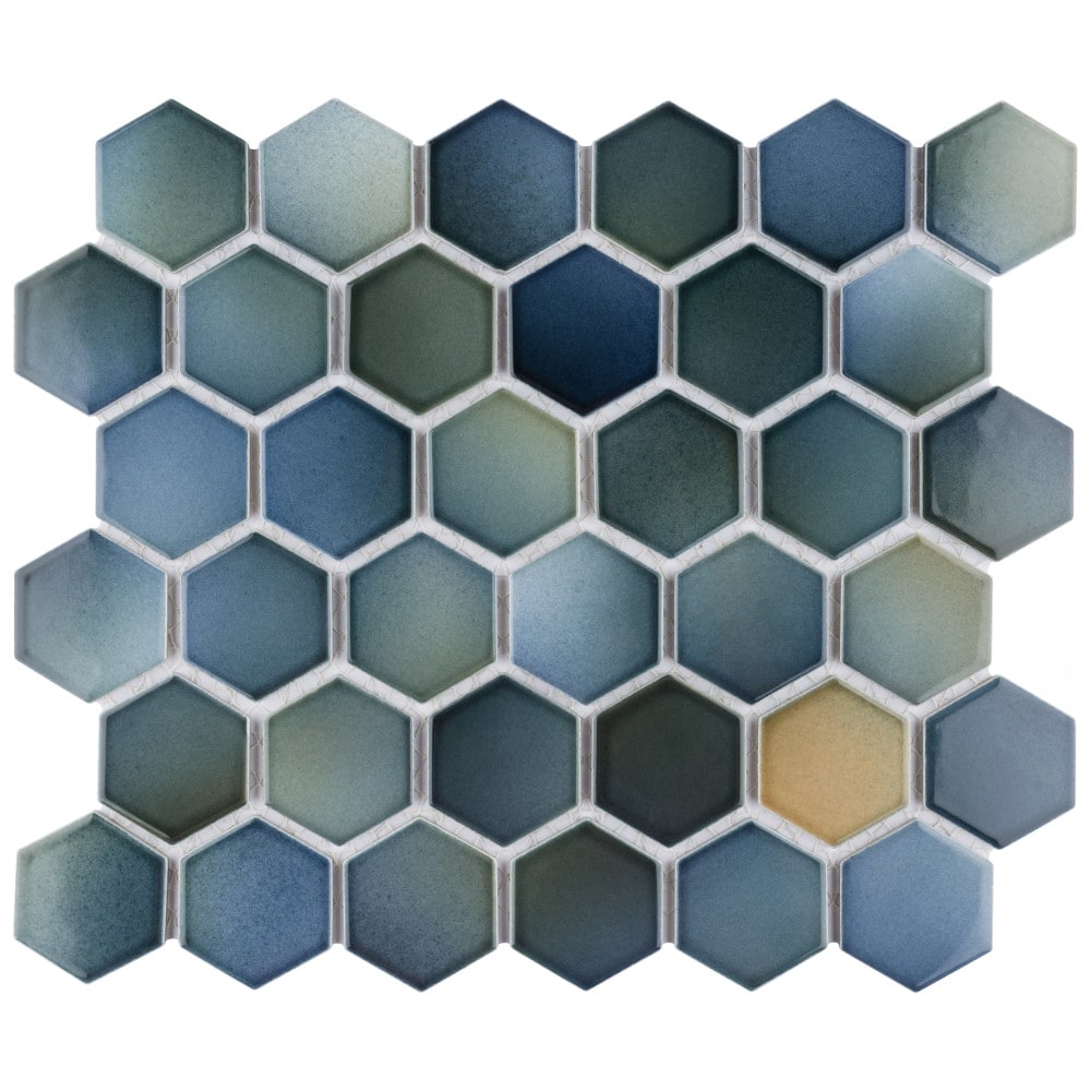 Sample - Hudson 2" Due Hex Atlantis 6-inch x 6-inch Porcelain Mosaic Tile