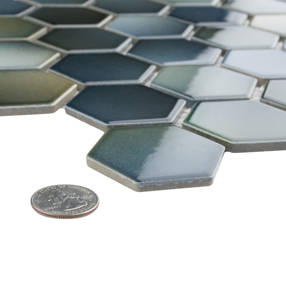 Sample - Hudson 2" Due Hex Atlantis 6-inch x 6-inch Porcelain Mosaic Tile