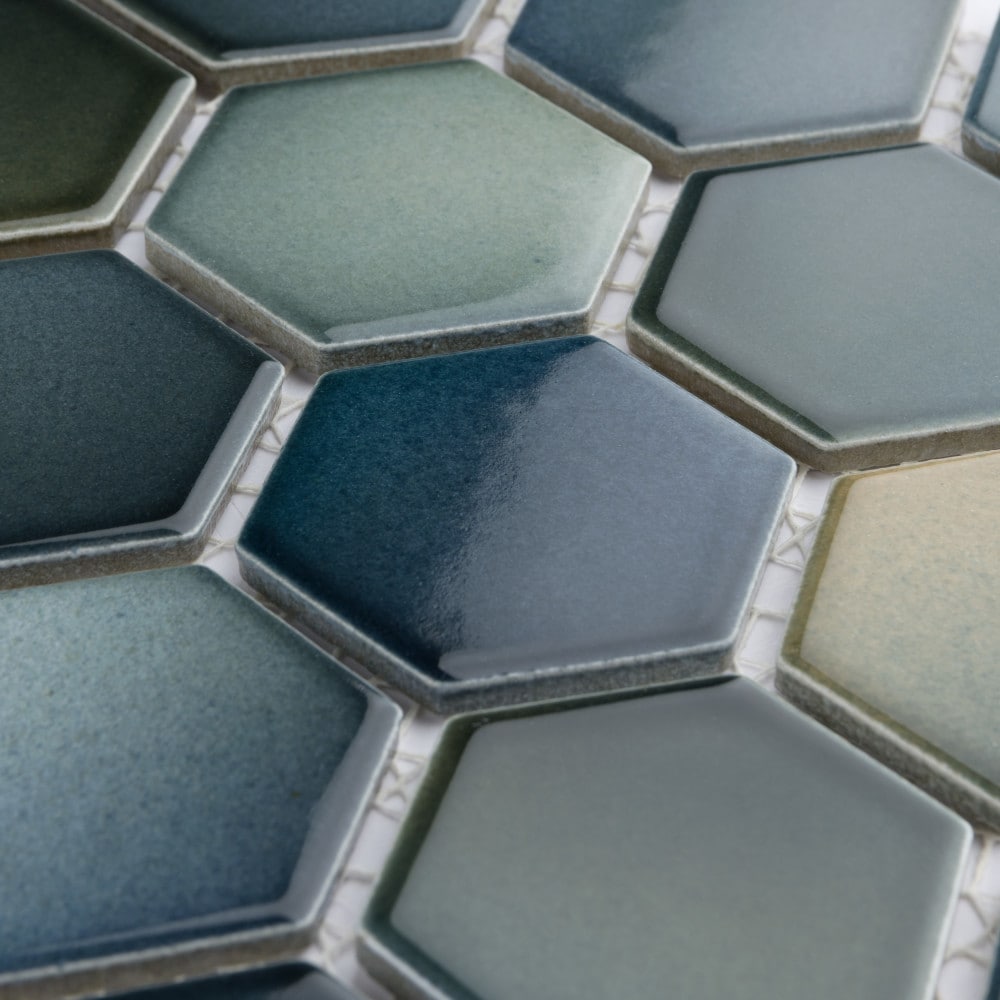 Sample - Hudson 2" Due Hex Atlantis 6-inch x 6-inch Porcelain Mosaic Tile
