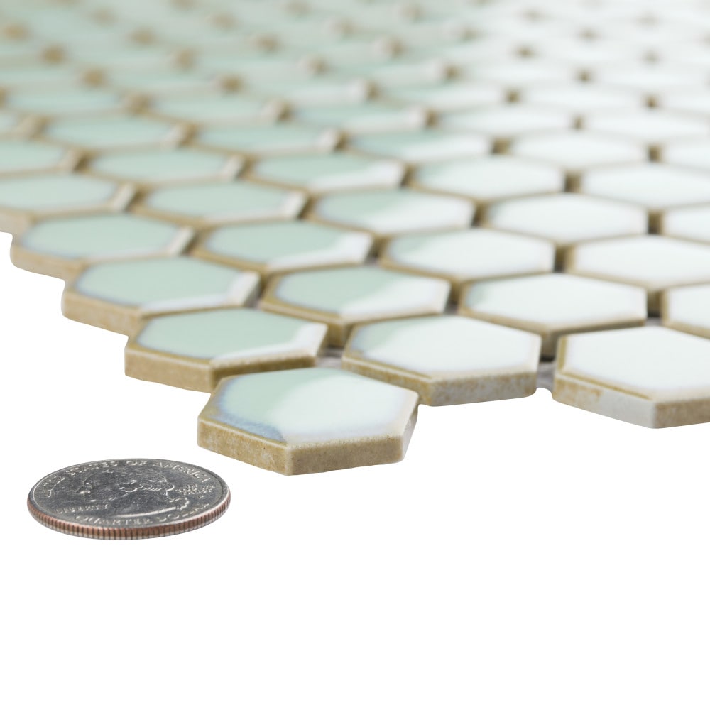 Sample - Hudson 1" Hex Light Green 6-inch x 6-inch Porcelain Mosaic Tile