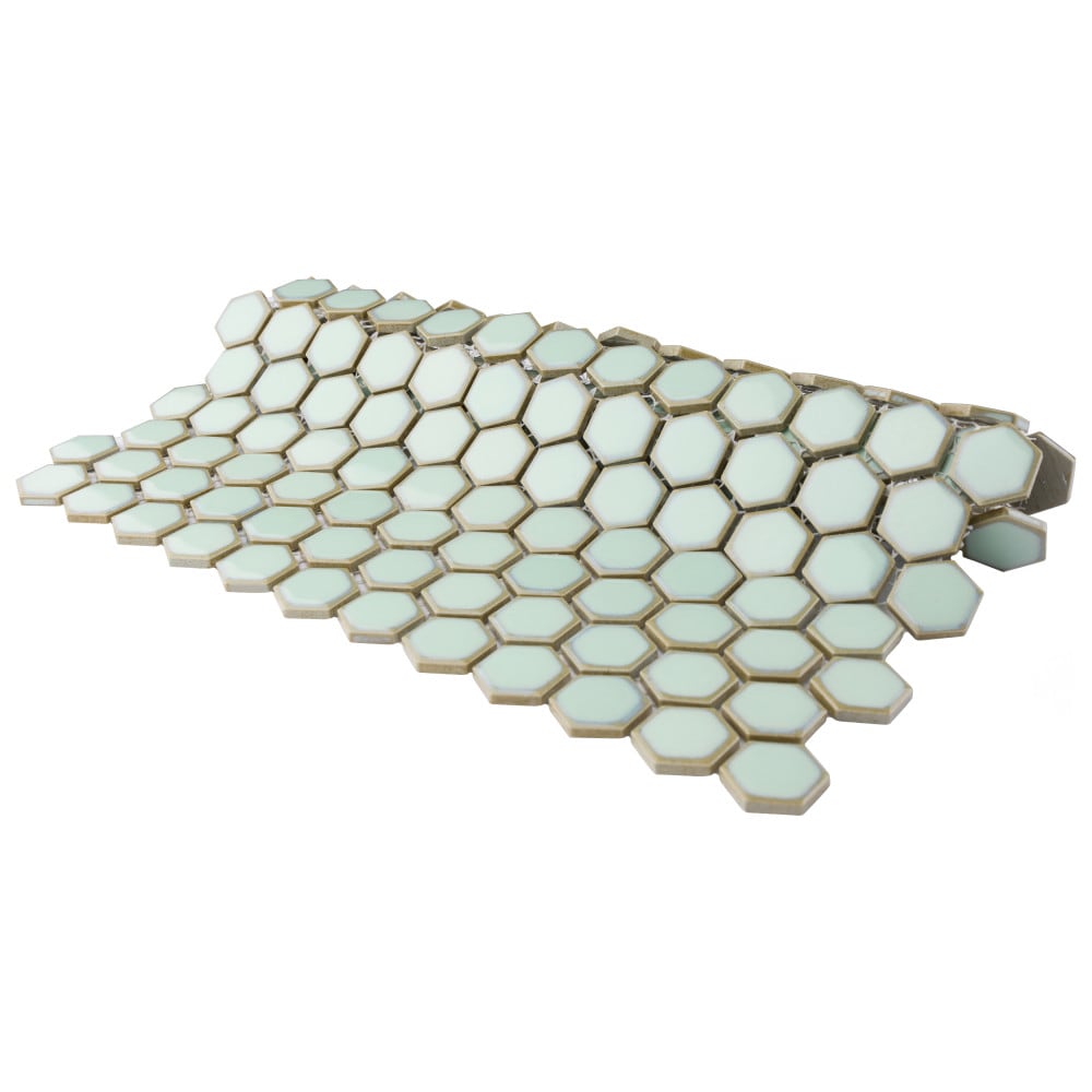 Sample - Hudson 1" Hex Light Green 6-inch x 6-inch Porcelain Mosaic Tile
