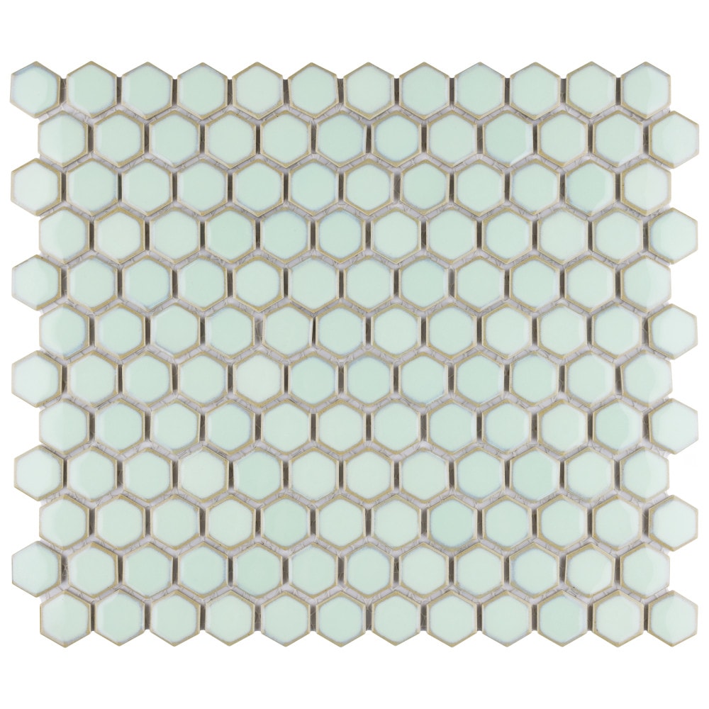 Sample - Hudson 1" Hex Light Green 6-inch x 6-inch Porcelain Mosaic Tile