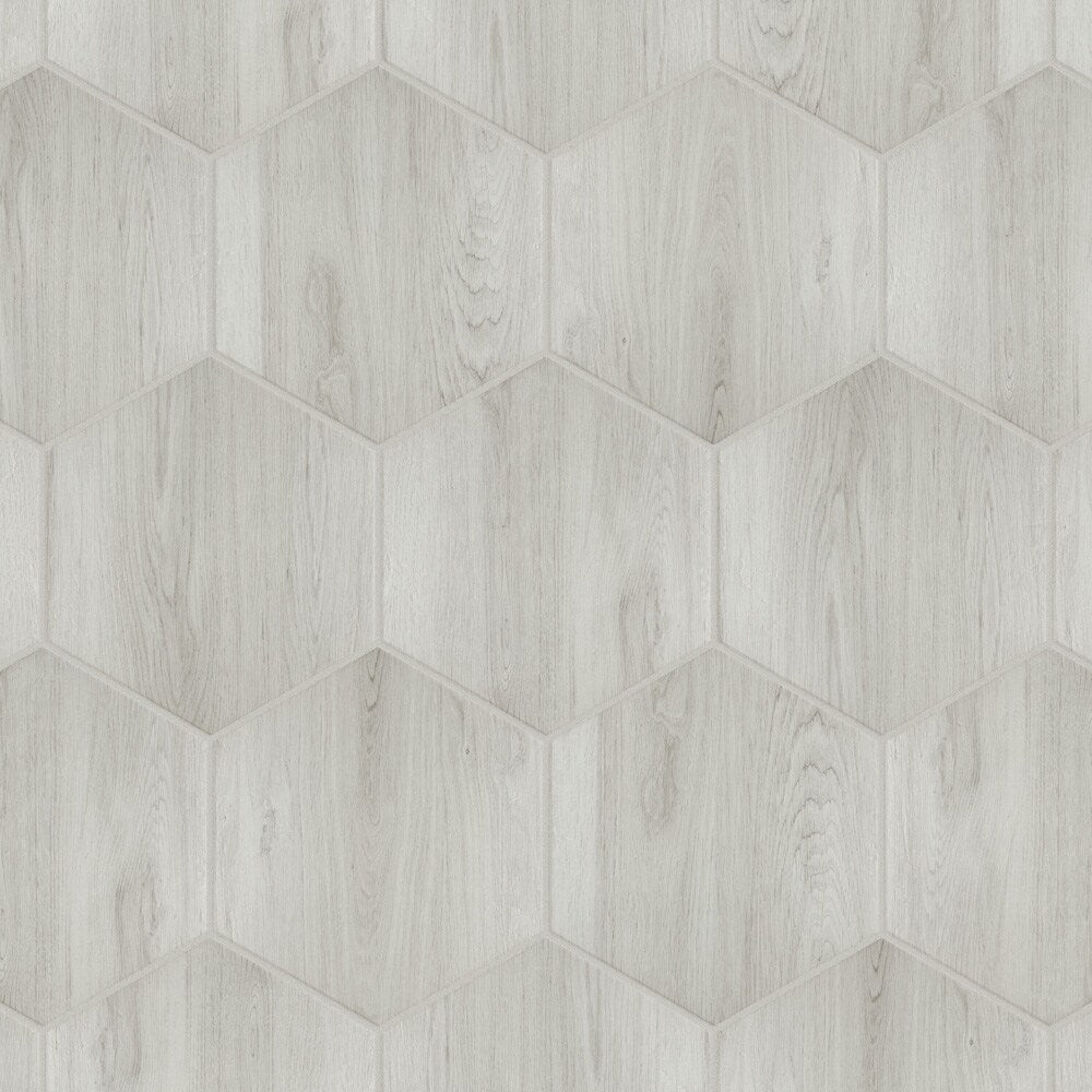 Sample - Natura Hex White 7-inch x 8-inch Porcelain Floor and Wall Tile