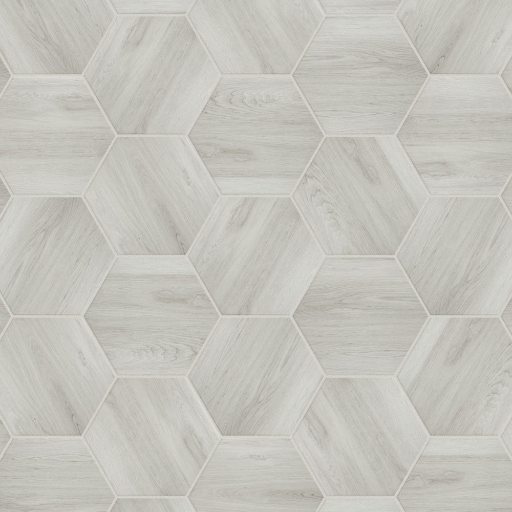 Sample - Natura Hex White 7-inch x 8-inch Porcelain Floor and Wall Tile