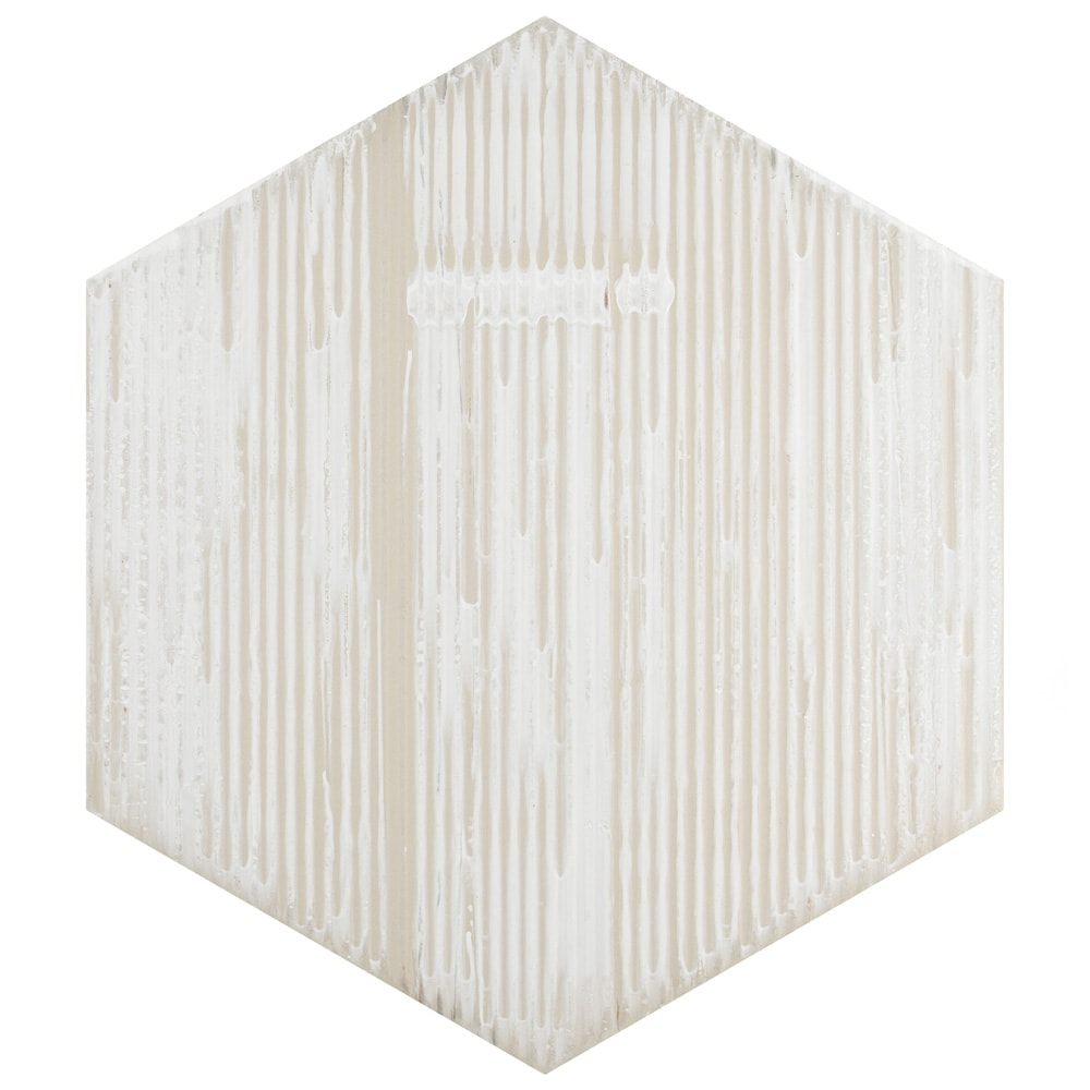 Sample - Natura Hex White 7-inch x 8-inch Porcelain Floor and Wall Tile