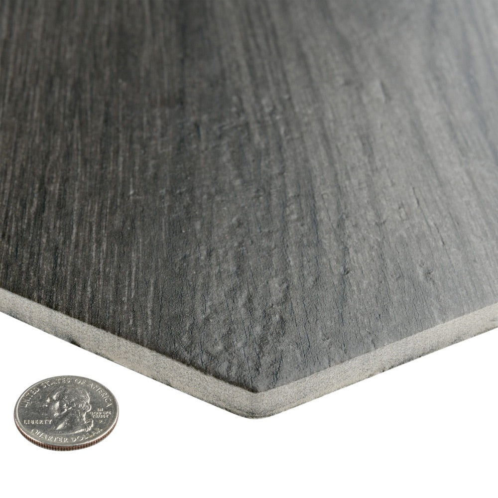 Sample - Natura Hex Nero 7-inch x 8-inch Porcelain Floor and Wall Tile