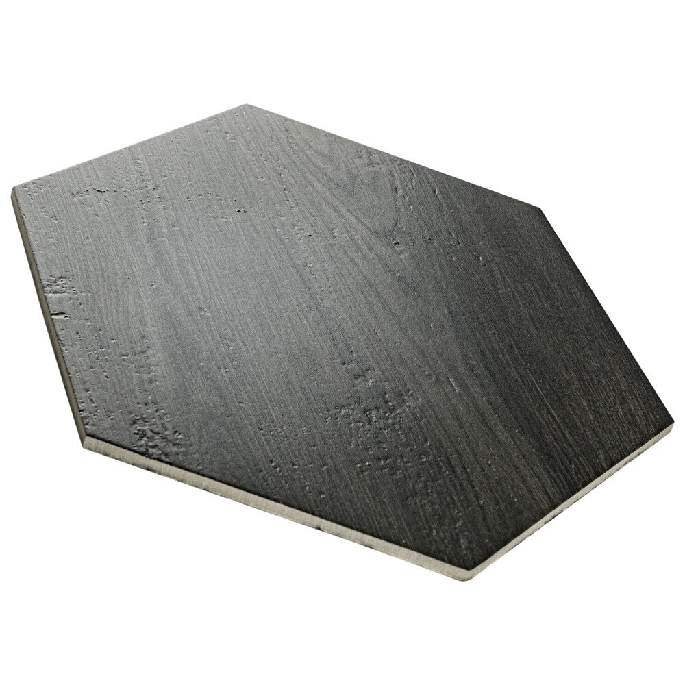 Sample - Natura Hex Nero 7-inch x 8-inch Porcelain Floor and Wall Tile