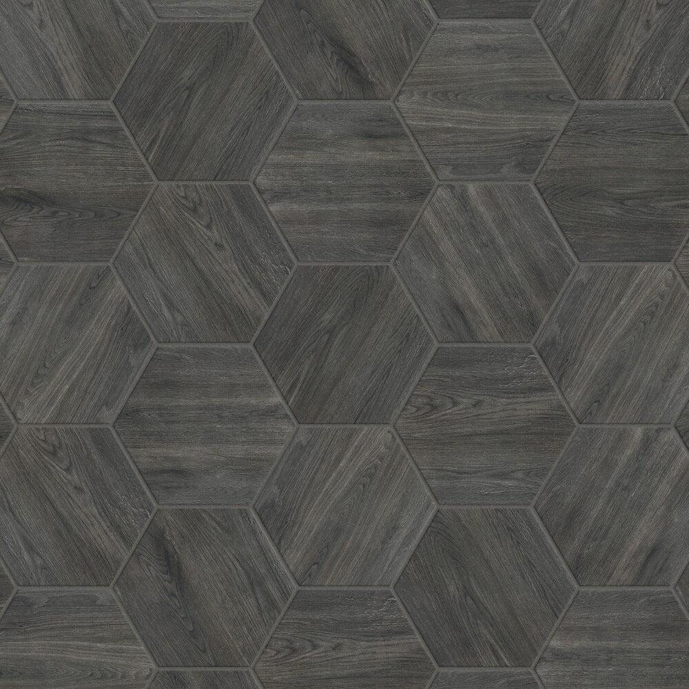 Sample - Natura Hex Nero 7-inch x 8-inch Porcelain Floor and Wall Tile