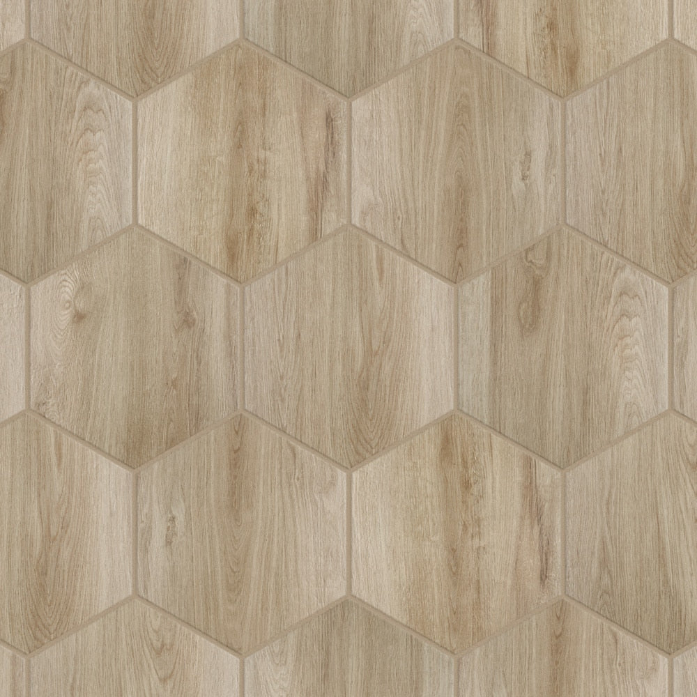 Sample - Natura Hex Camel 7-inch x 8-inch Porcelain Floor and Wall Tile