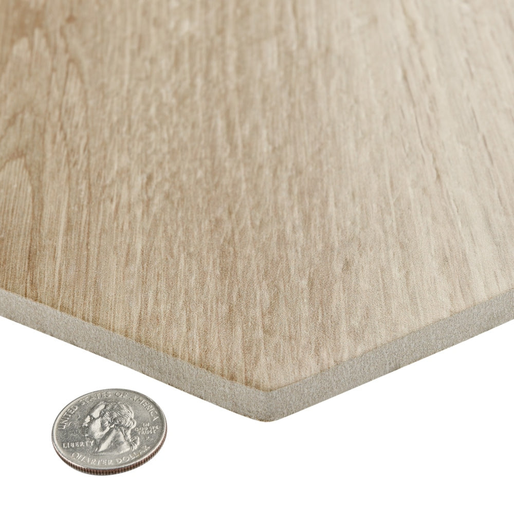 Sample - Natura Hex Camel 7-inch x 8-inch Porcelain Floor and Wall Tile