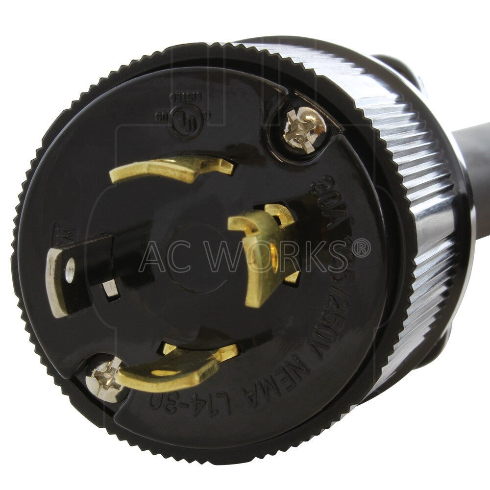 50ft 8/4 SOOW Super-Duty NEMA L14-30 30A 125/250V Generator Rubber Extension Cord