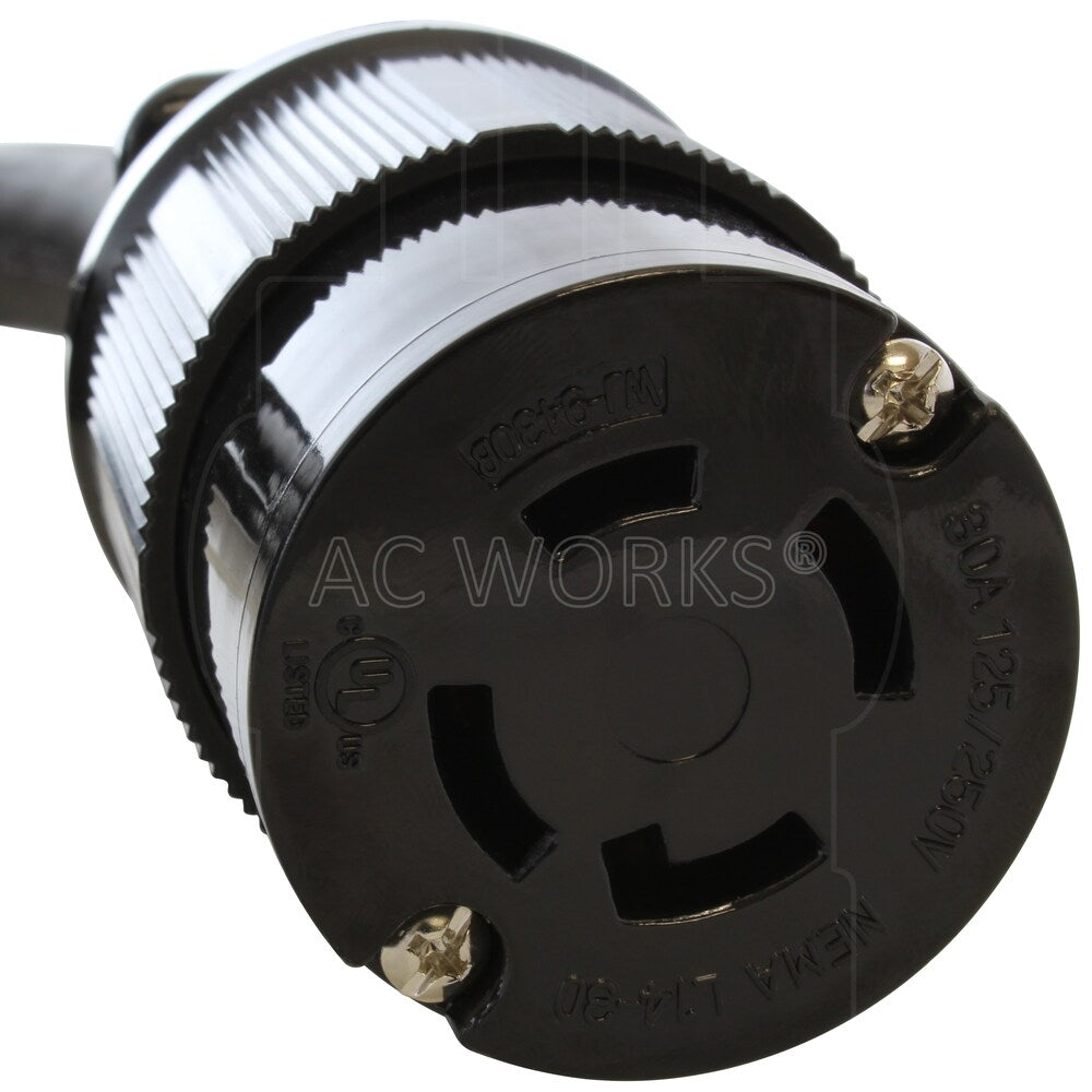 50ft 8/4 SOOW Super-Duty NEMA L14-30 30A 125/250V Generator Rubber Extension Cord