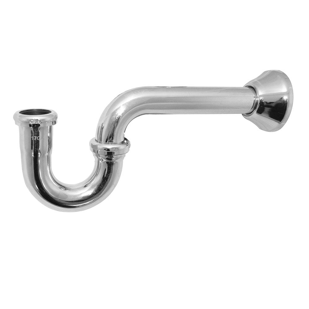 1-1/4" P-Trap sans nettoyage - Laiton calibre 17 avec écusson à cloche profonde