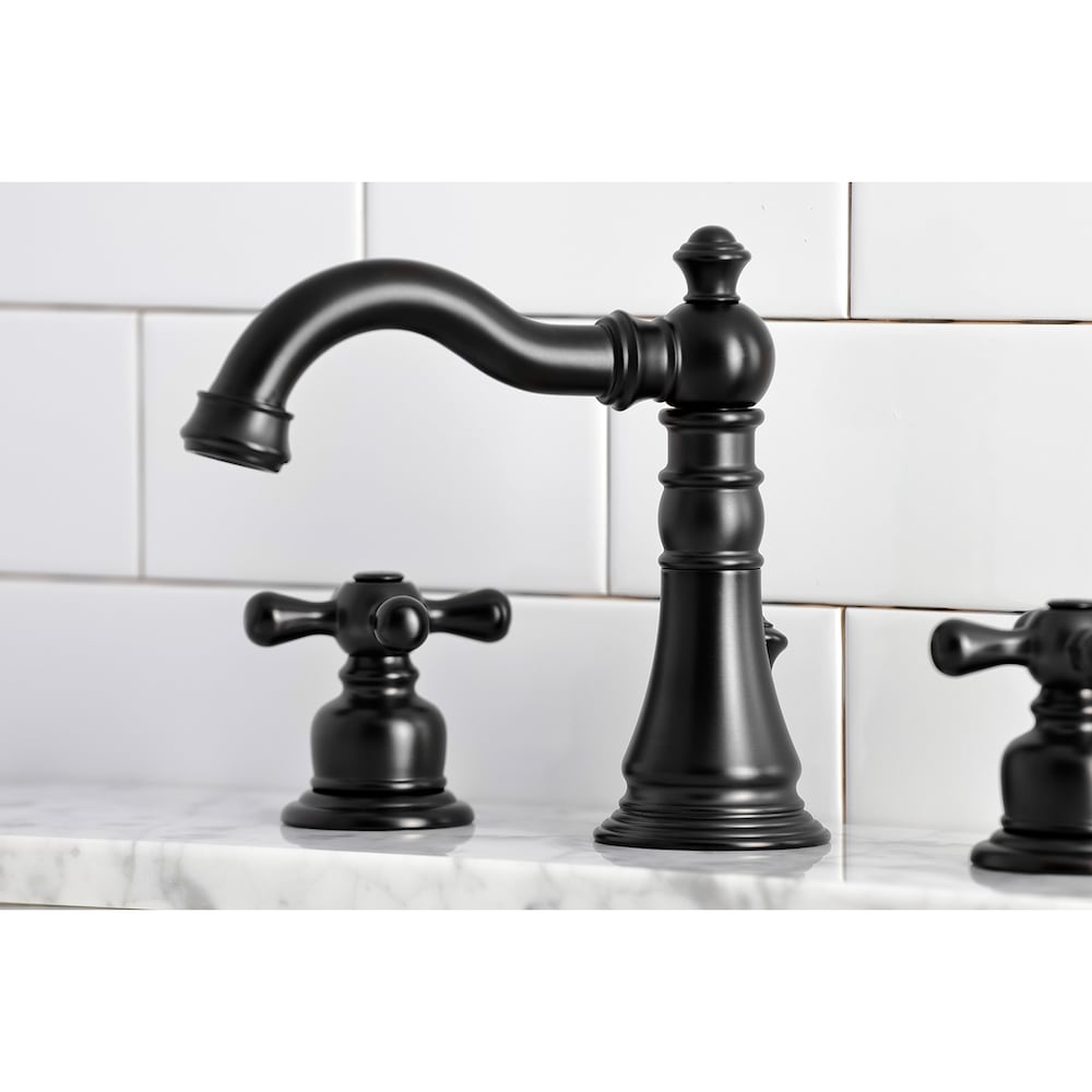 Robinet de salle de bain américain/classique à 2 poignées de 8 pouces en noir mat