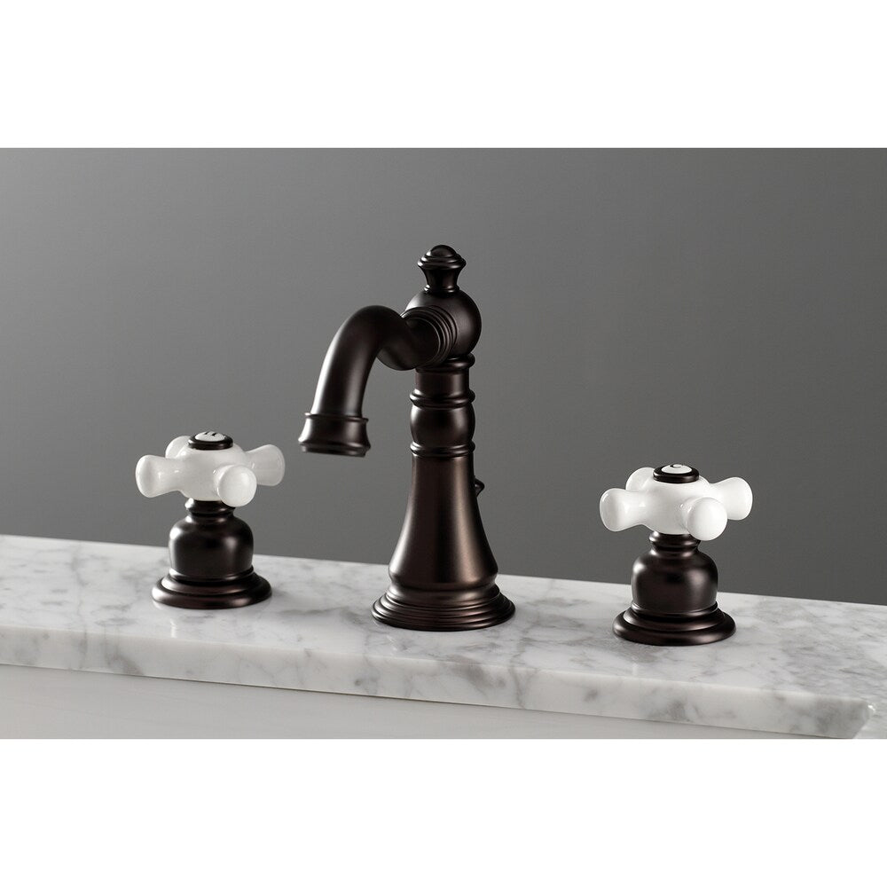 Robinet de salle de bain à 2 poignées en porcelaine classique américaine de 8 pouces en bronze huilé