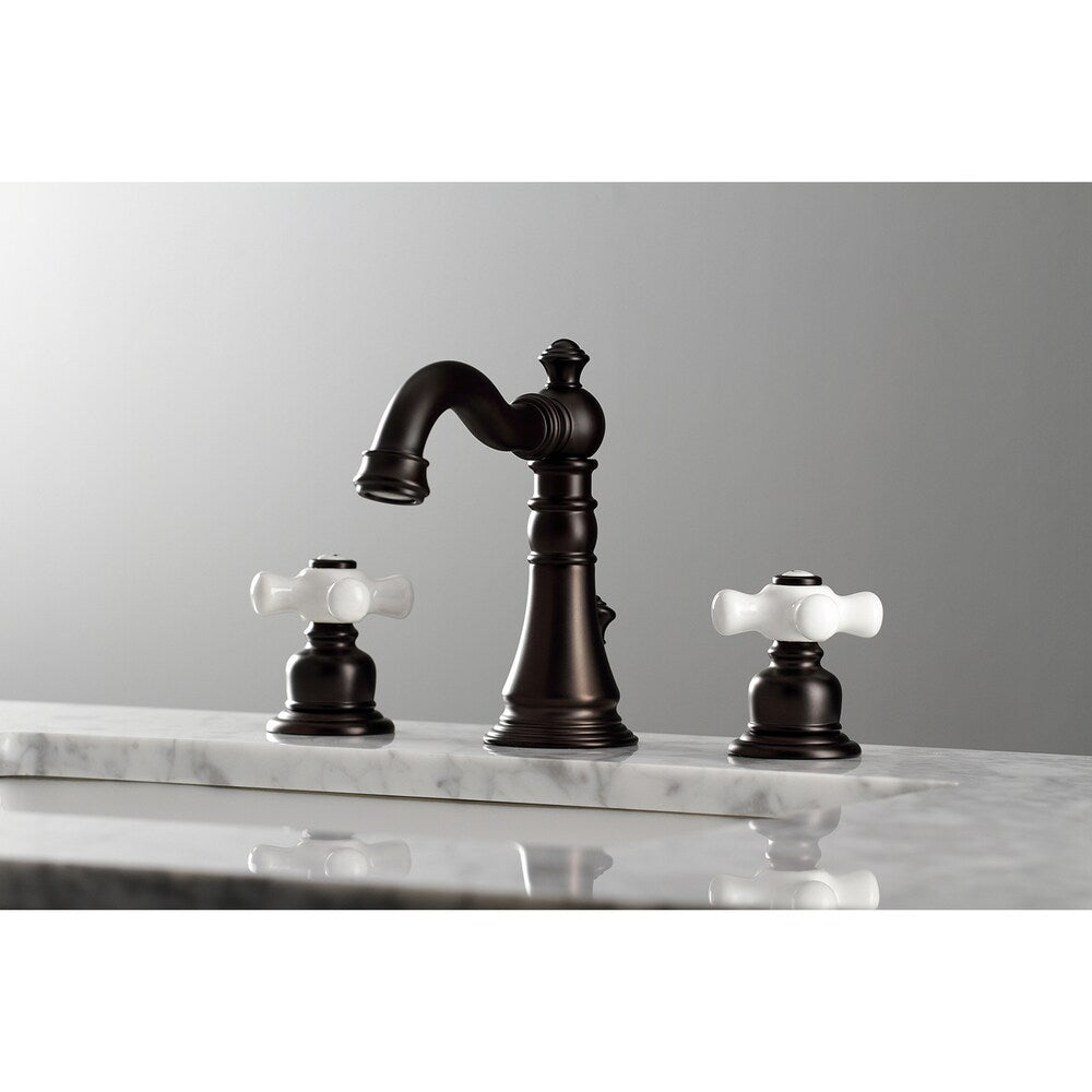 Robinet de salle de bain à 2 poignées en porcelaine classique américaine de 8 pouces en bronze huilé