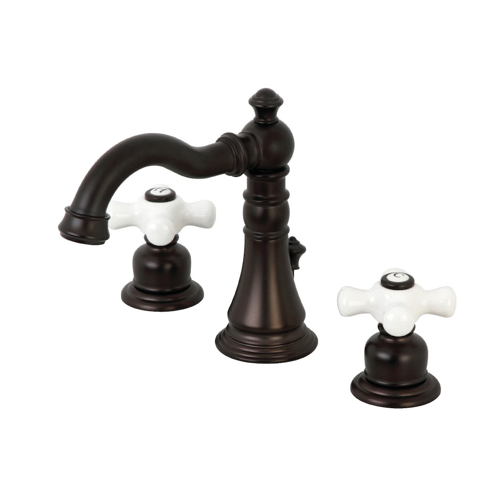 Robinet de salle de bain à 2 poignées en porcelaine classique américaine de 8 pouces en bronze huilé