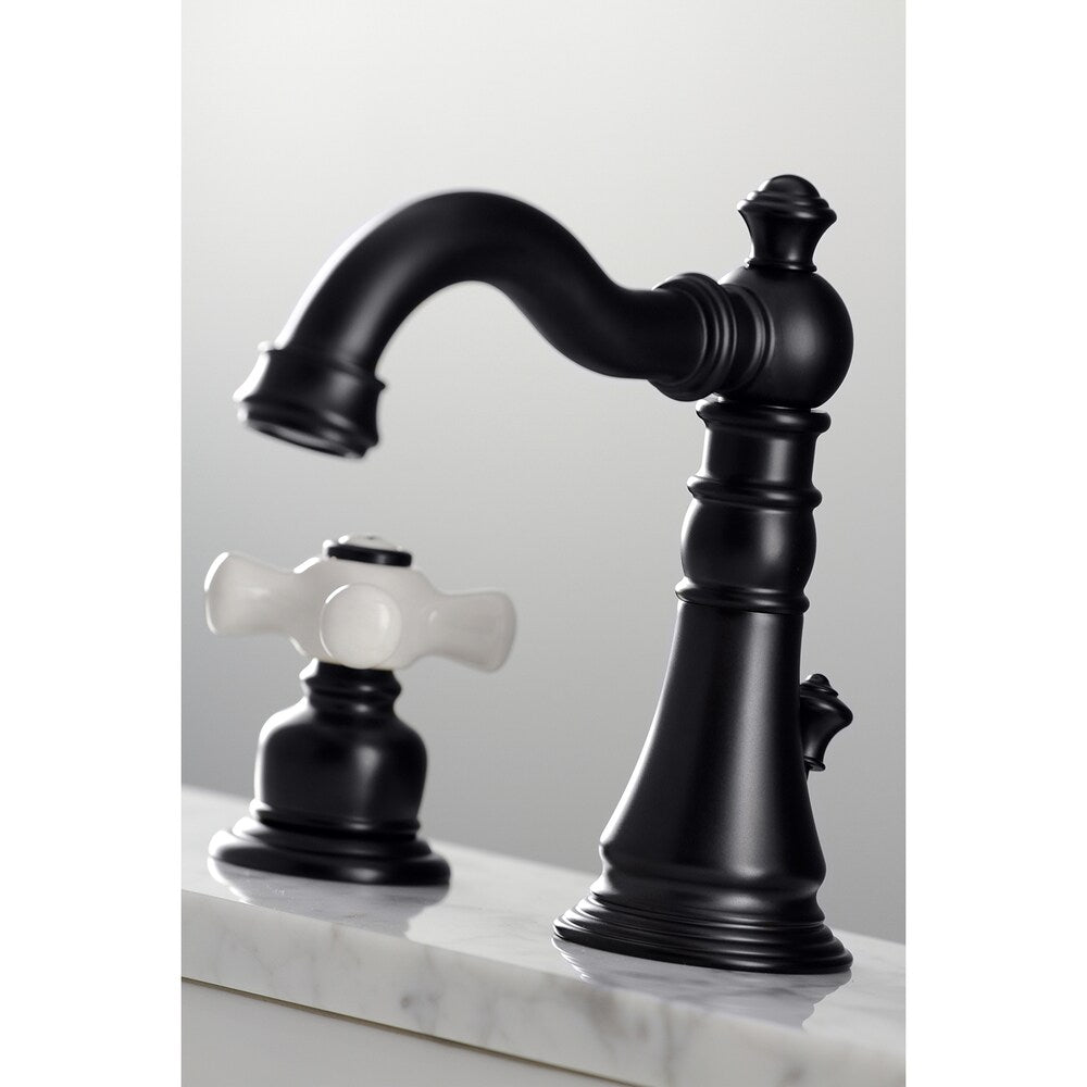 American Classic Porcelain 8 inch Widespread 2-Handle Bathroom Faucet in Matte Black
