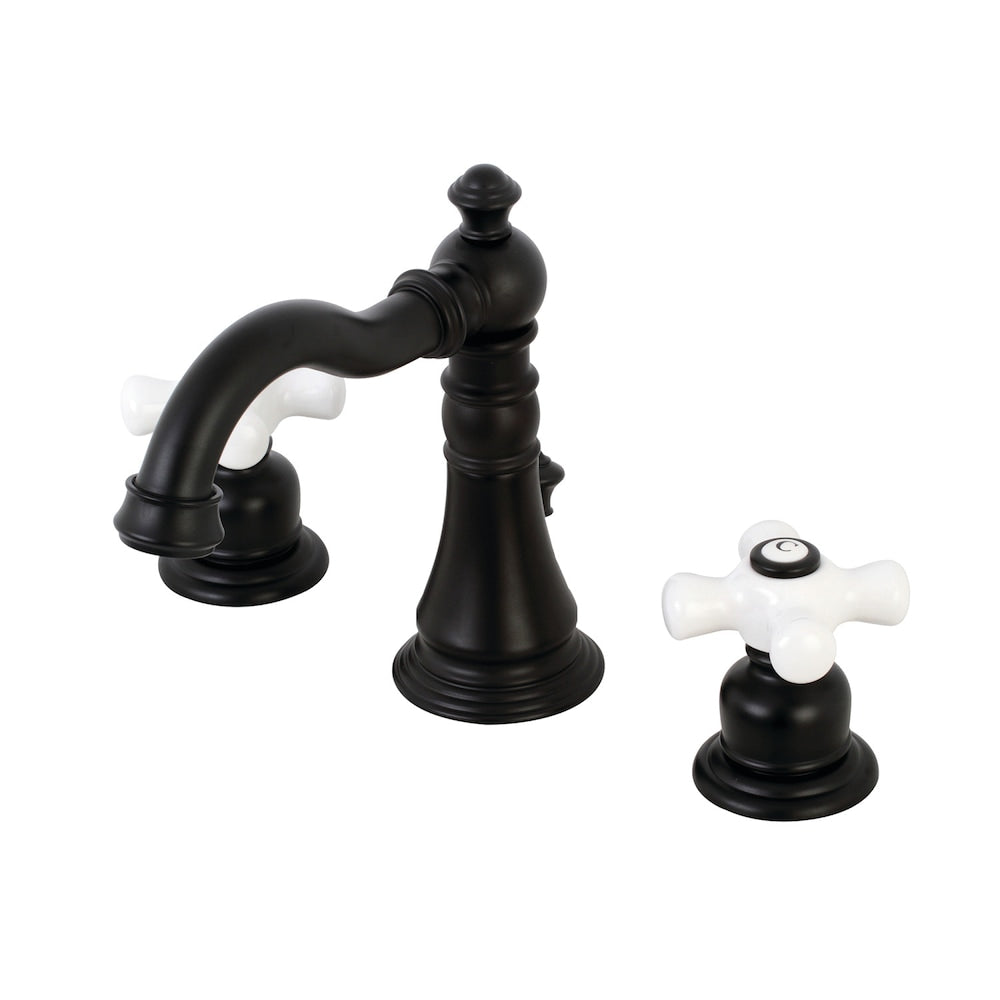 American Classic Porcelain 8 inch Widespread 2-Handle Bathroom Faucet in Matte Black