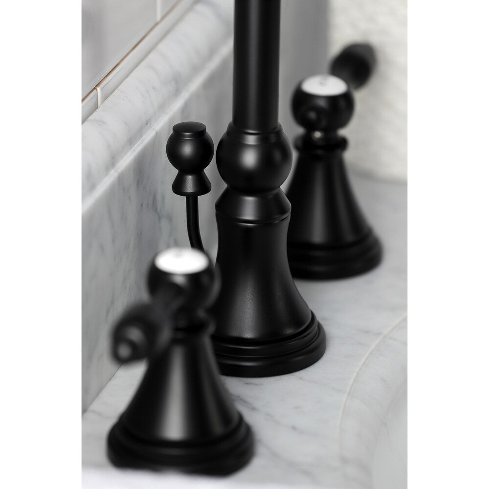 Tudor 8 inch Widespread 2-Handle Bathroom Faucet in Matte Black