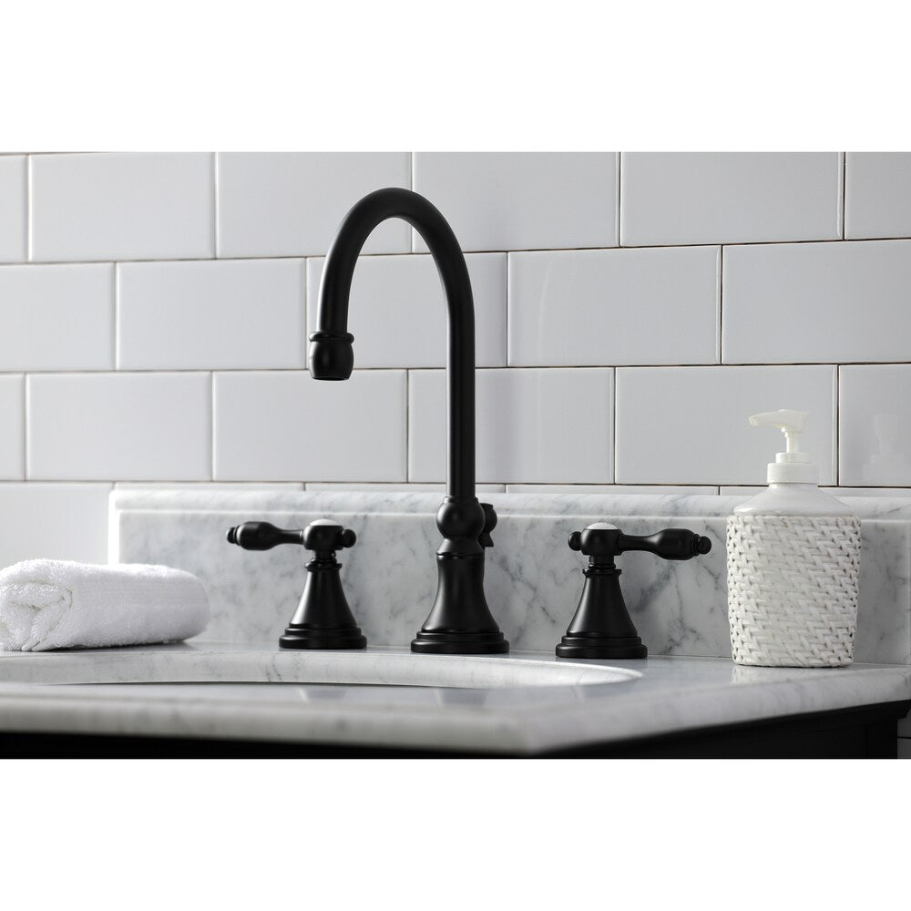 Tudor 8 inch Widespread 2-Handle Bathroom Faucet in Matte Black
