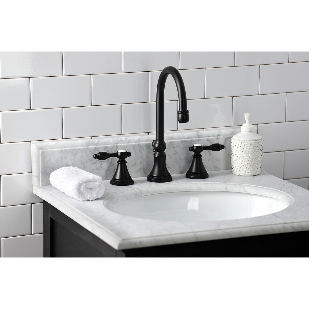Tudor 8 inch Widespread 2-Handle Bathroom Faucet in Matte Black