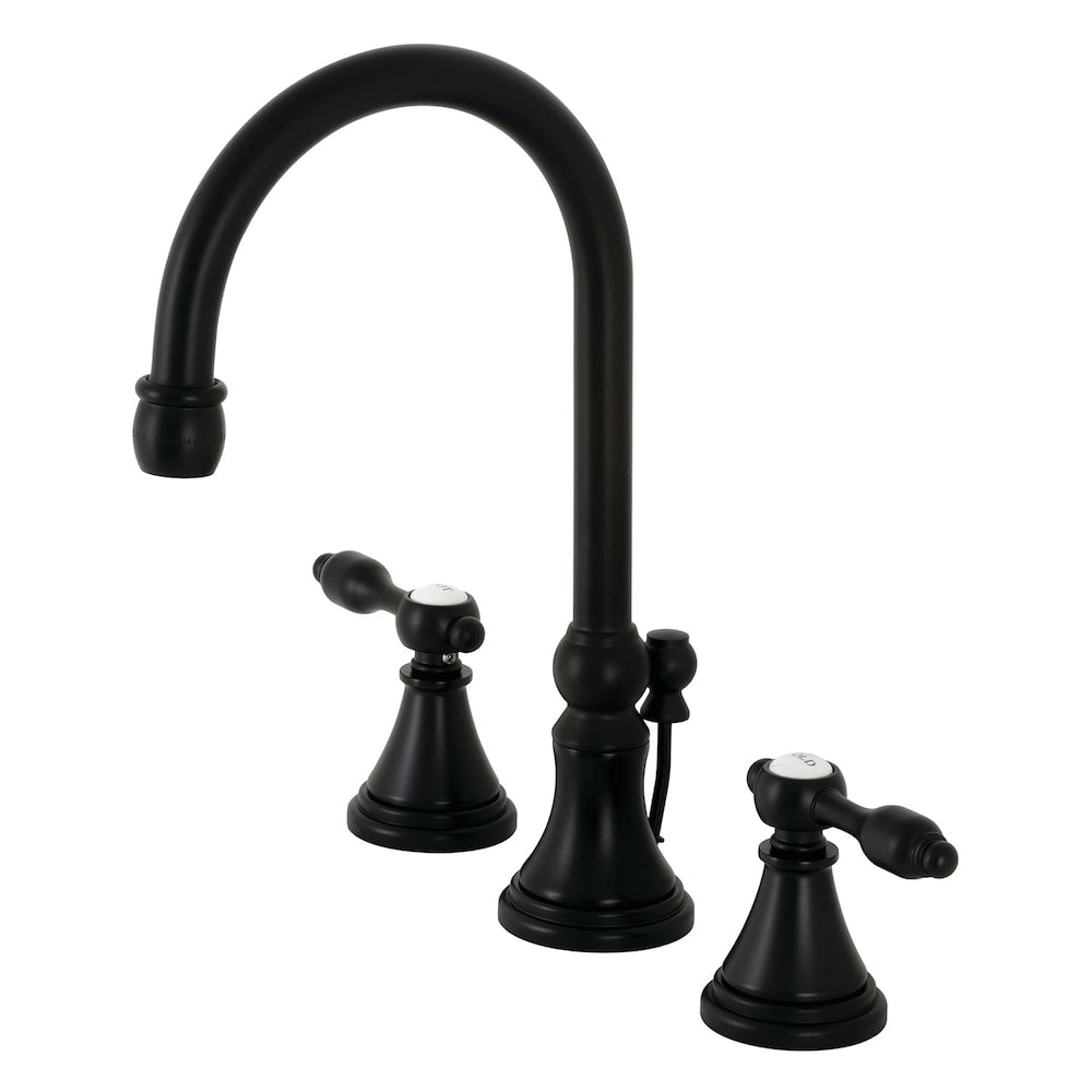 Tudor 8 inch Widespread 2-Handle Bathroom Faucet in Matte Black