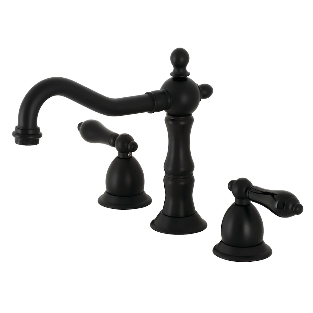 Robinet de salle de bain à 2 poignées en porcelaine Duchess de 8 pouces en noir mat