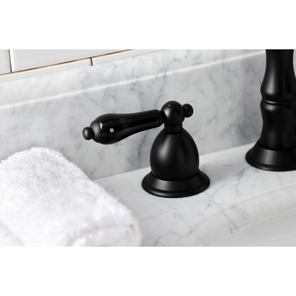Robinet de salle de bain à 2 poignées en porcelaine Duchess de 8 pouces en noir mat