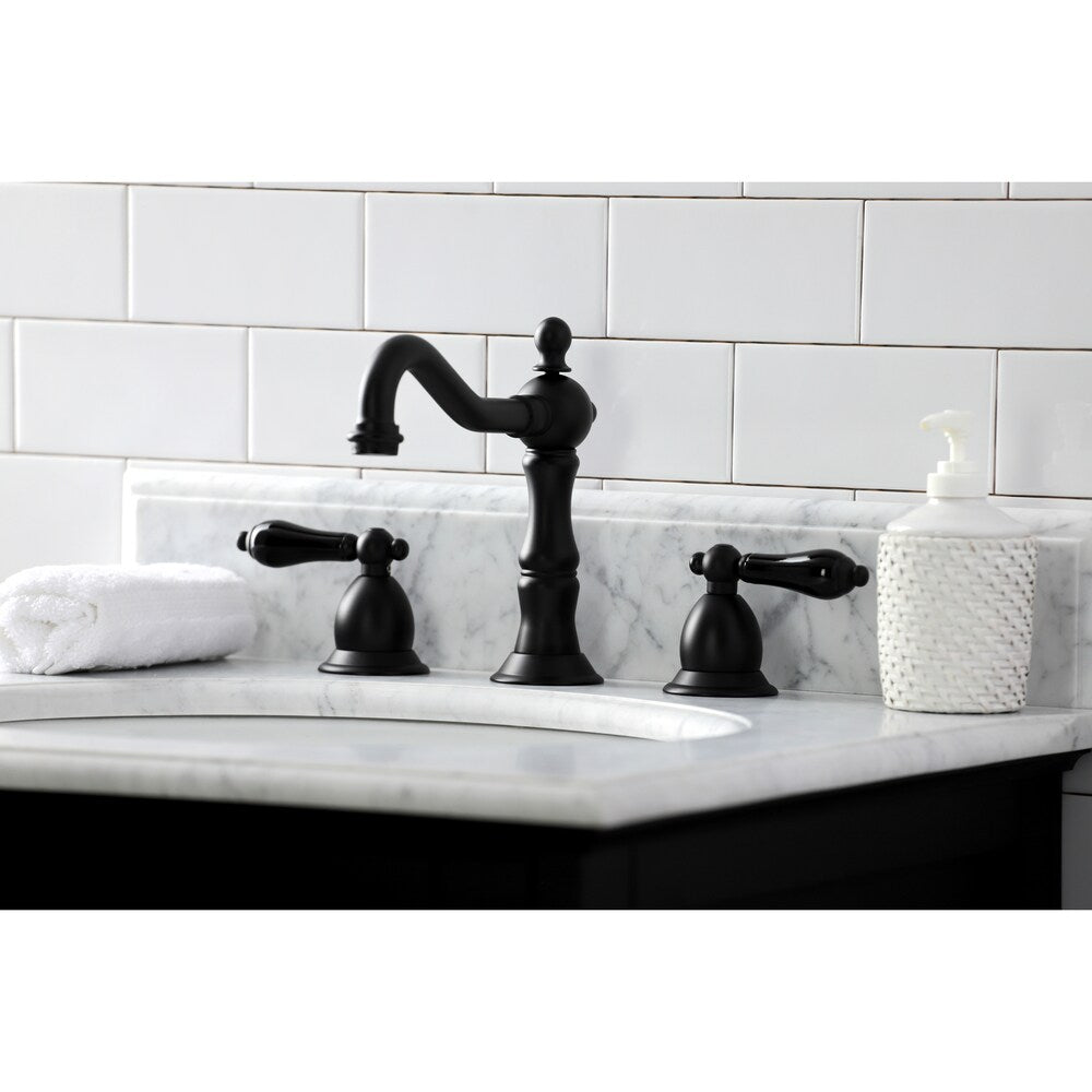 Robinet de salle de bain à 2 poignées en porcelaine Duchess de 8 pouces en noir mat