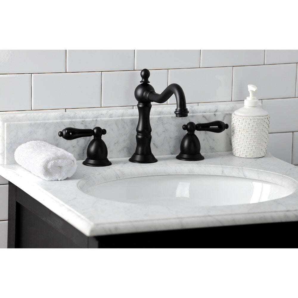 Robinet de salle de bain à 2 poignées en porcelaine Duchess de 8 pouces en noir mat