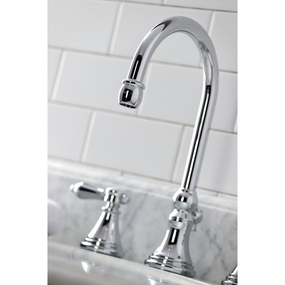 Robinet de salle de bain Heirloom à 2 poignées et à large bec de 8 pouces en chrome poli