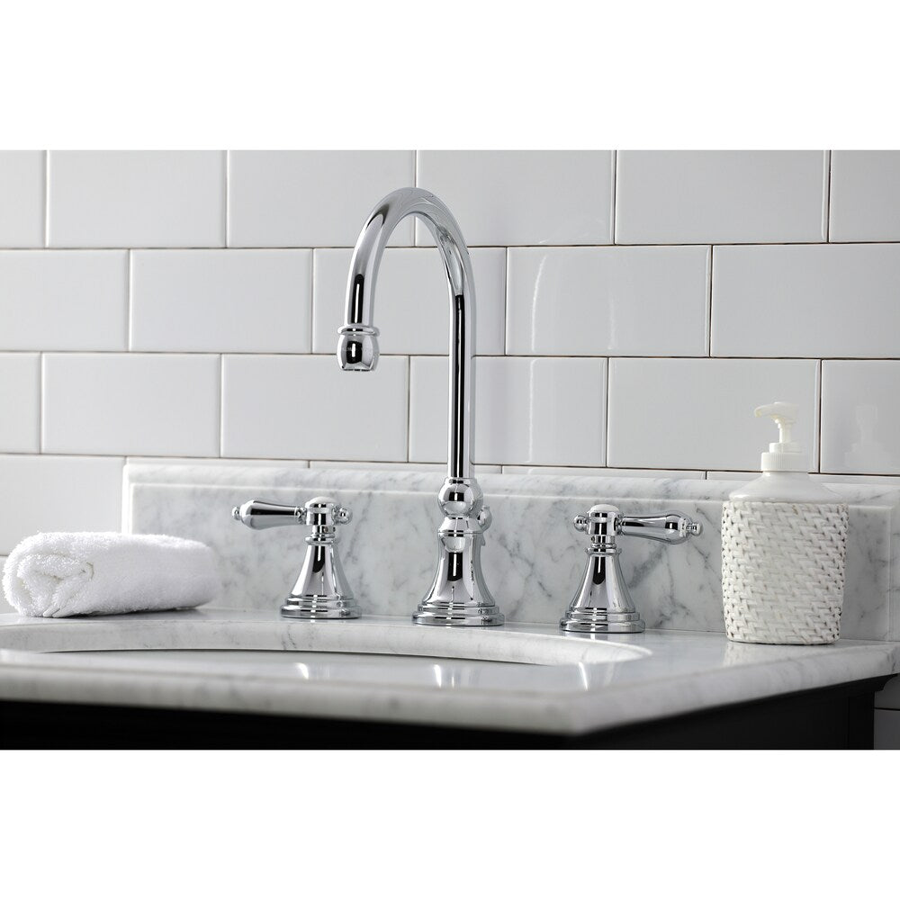 Robinet de salle de bain Heirloom à 2 poignées et à large bec de 8 pouces en chrome poli