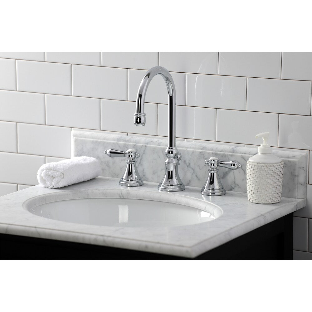 Robinet de salle de bain Heirloom à 2 poignées et à large bec de 8 pouces en chrome poli