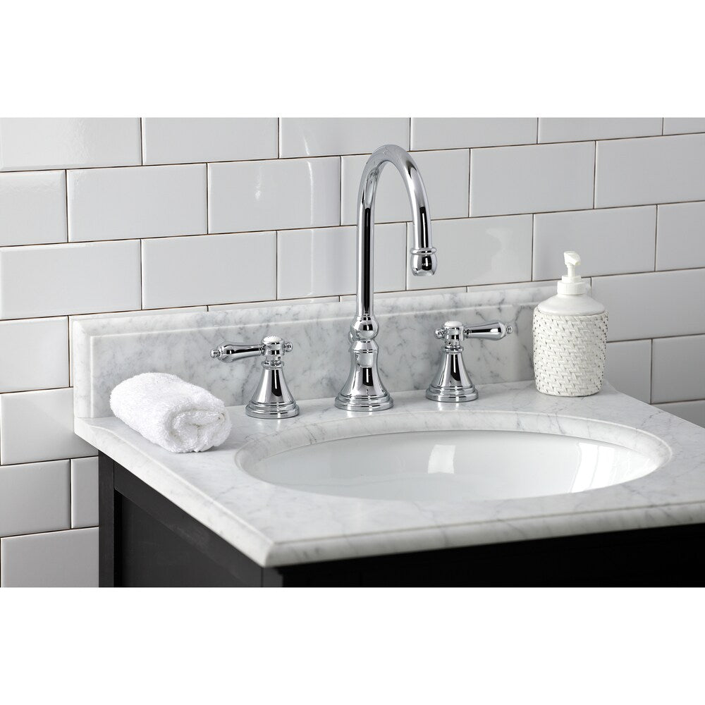 Robinet de salle de bain Heirloom à 2 poignées et à large bec de 8 pouces en chrome poli