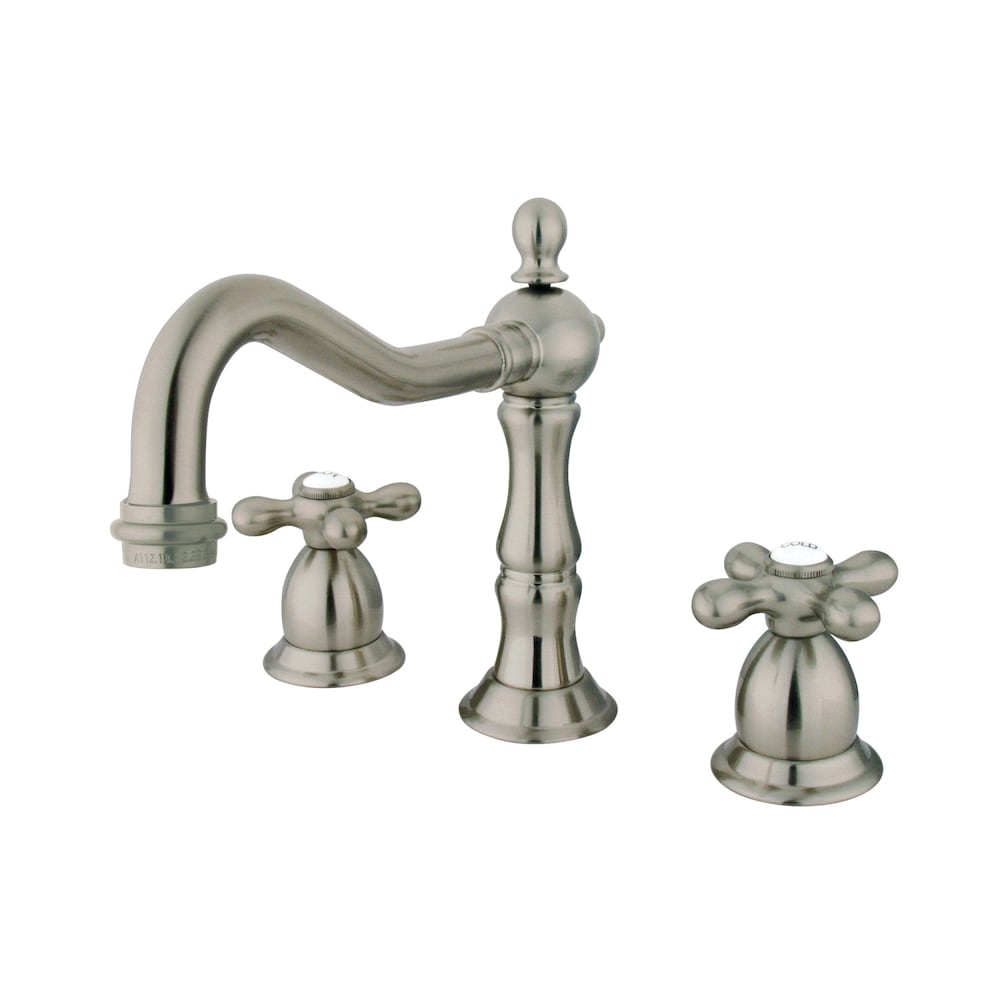 Robinet de salle de bain à 2 poignées Heritage de 8 pouces en nickel brossé