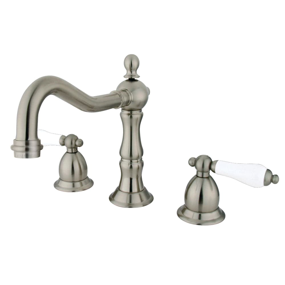 Heritage-Porcelain 8 inch Widespread 2-Handle Bathroom Faucet in Brushed Nickel