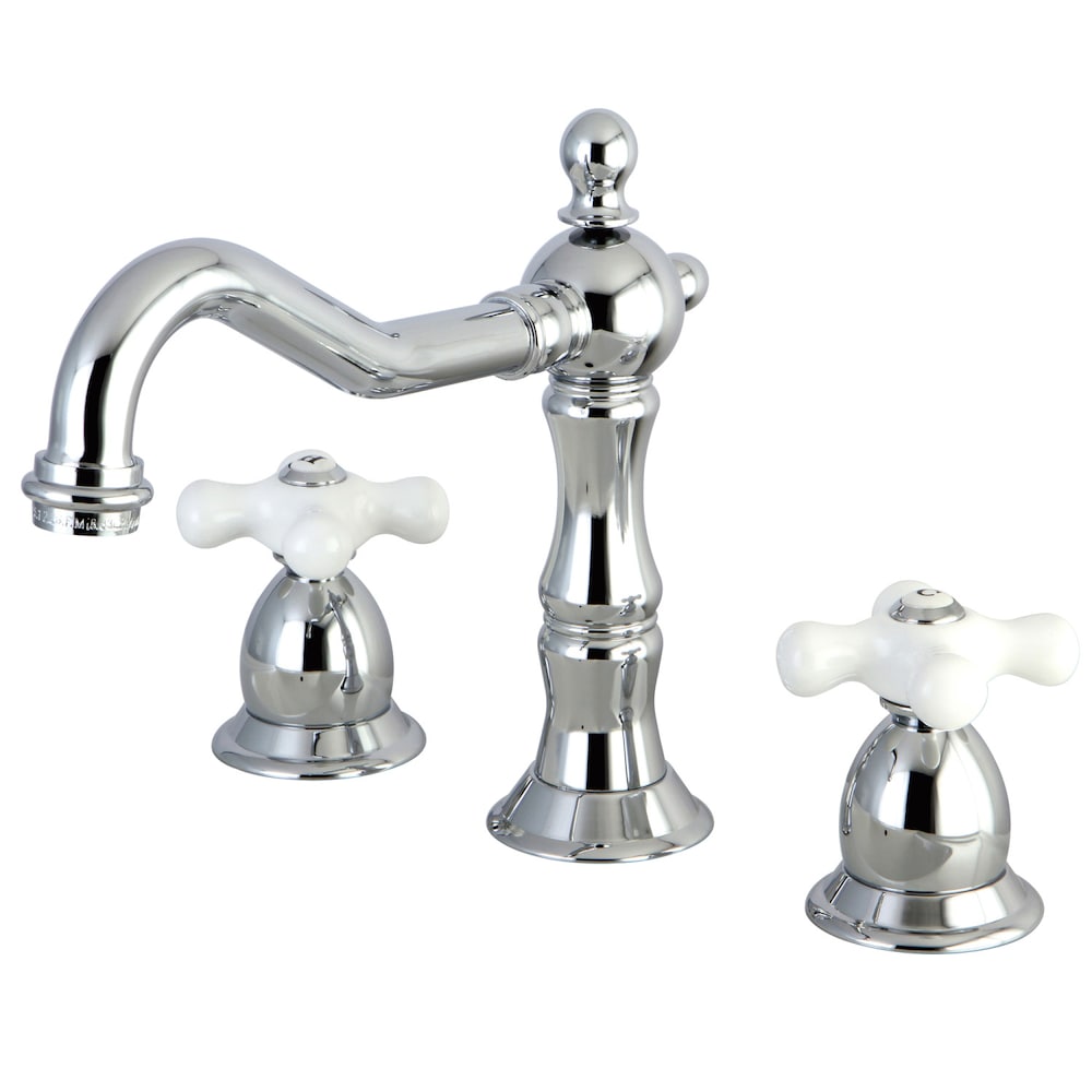 Robinet de salle de bain à 2 poignées en porcelaine Heritage Cross de 8 pouces en chrome