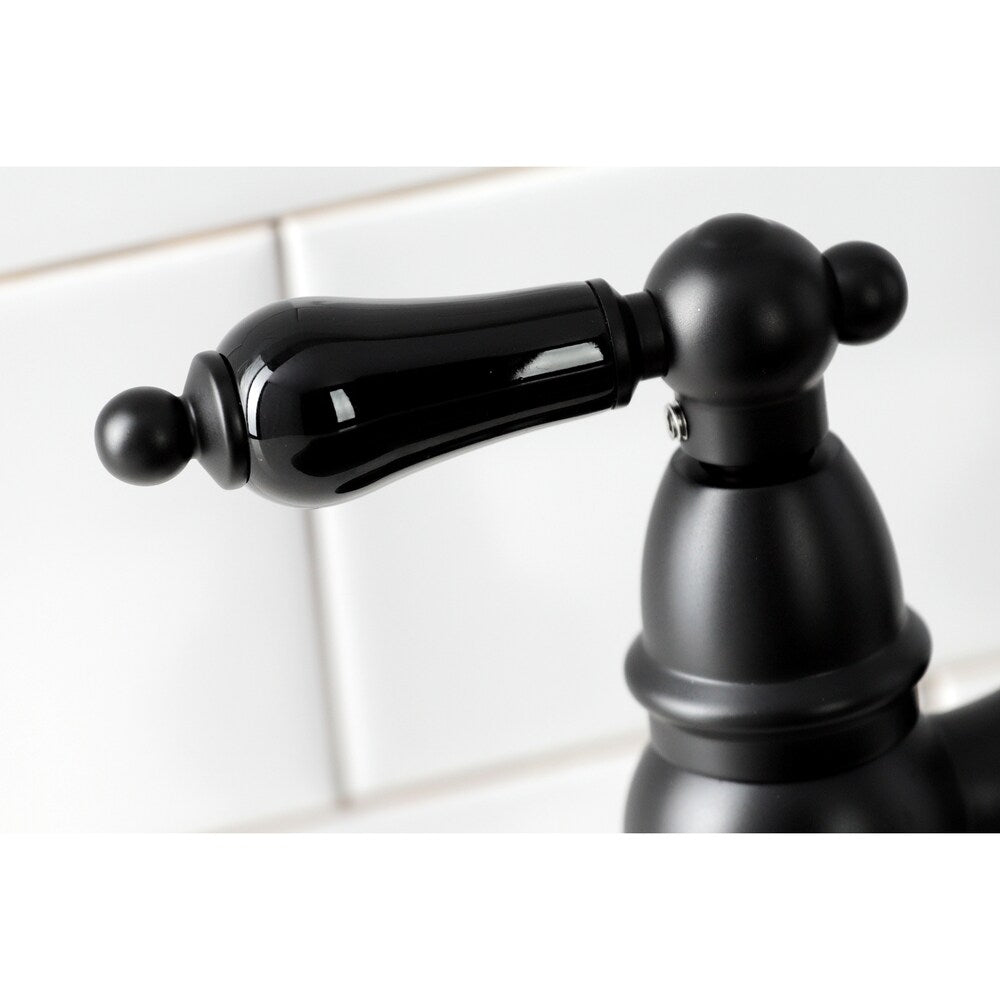 Robinet de cuisine à 2 poignées en porcelaine Duchess avec pulvérisateur latéral en noir mat