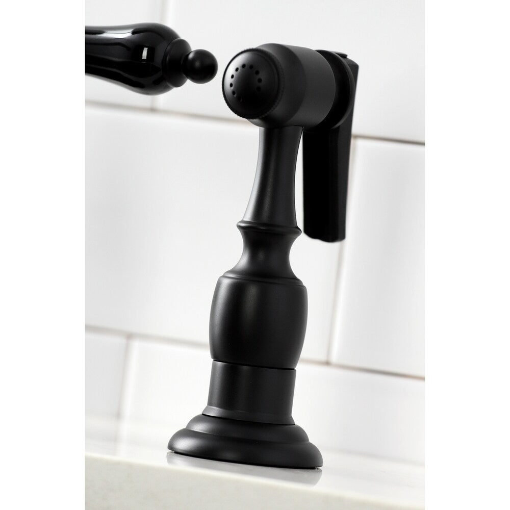 Robinet de cuisine à 2 poignées en porcelaine Duchess avec pulvérisateur latéral en noir mat
