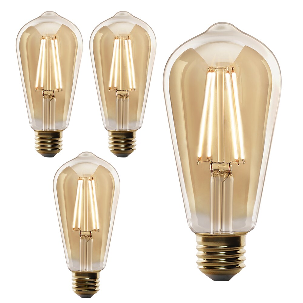 60-Watt Equiv ST19 Dimmable LED Amber Glass Vintage Edison Filament LED Light Bulb Daylight (16-Pack)