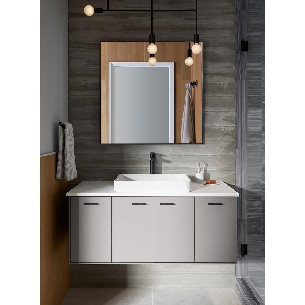 Robinet de lavabo de salle de bain à poignée unique Glyde de 4 pouces avec plaque de pont en chrome (robinet inclus)