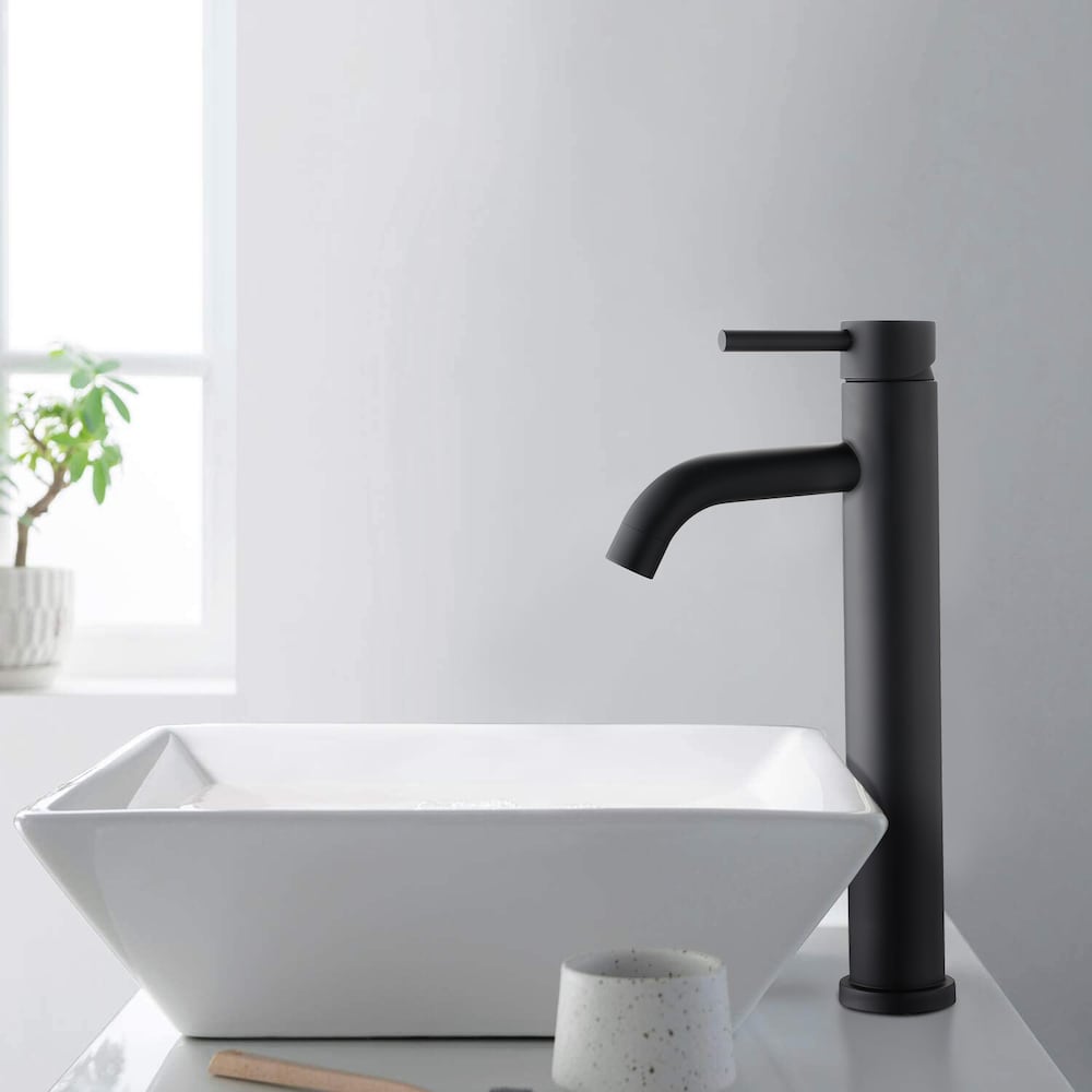 Single Hole Single Handle Tall Vessel Sink Faucet Basin Mixer Tap in Matte Black