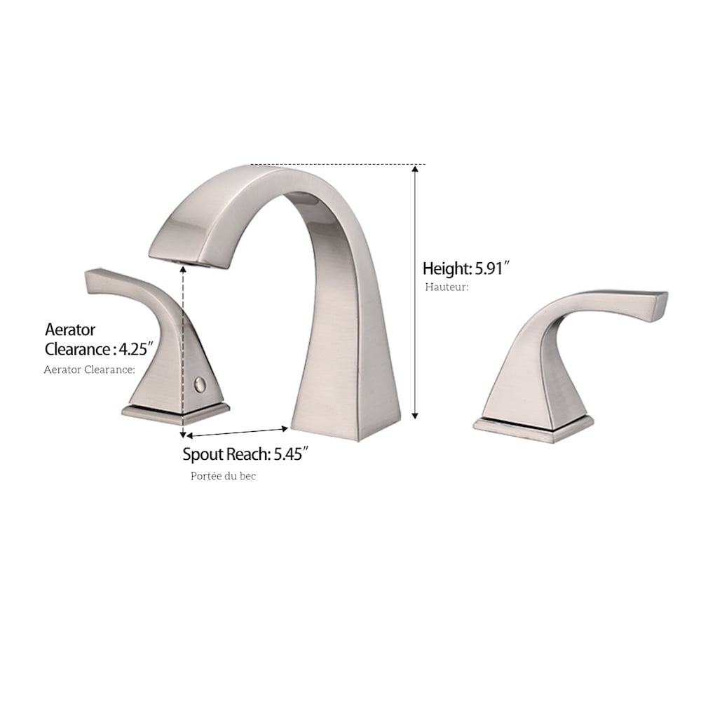 8 inch Widespread Double Handle Bathroom Faucet with Pop up Drain Assembly in Brushed Nickel